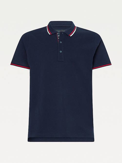 Tommy Hilfiger Organic Katoenen Tipped Slim Fit Poloshirt Heren Blauw | TH245BTP