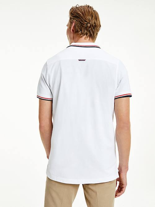 Tommy Hilfiger Organic Katoenen Tipped Slim Fit Poloshirt Heren Wit | TH326HOS