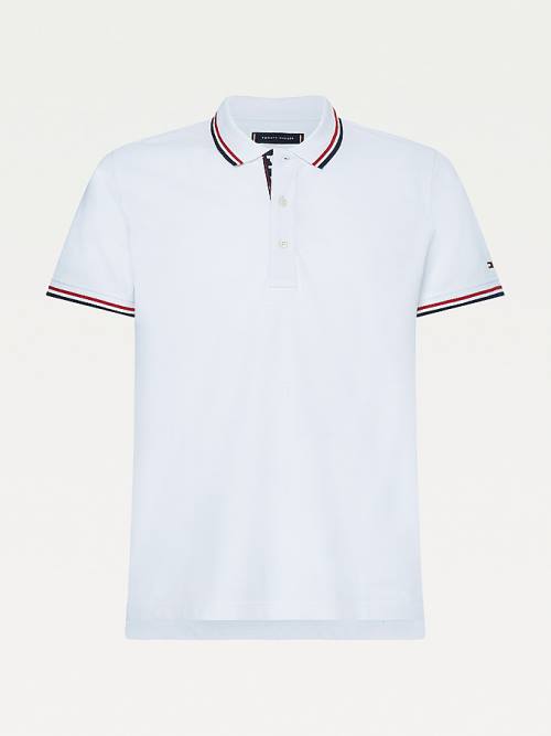 Tommy Hilfiger Organic Katoenen Tipped Slim Fit Poloshirt Heren Wit | TH326HOS