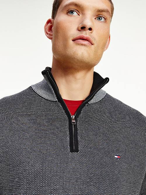 Tommy Hilfiger Organic Katoenen Tonal Half-Zip Jumper Truien Heren Grijs | TH350WCK