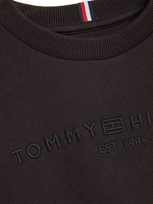 Tommy Hilfiger Organic Katoenen Tonal Logo Embroidery Sweatshirts Jongens Zwart | TH105MFA