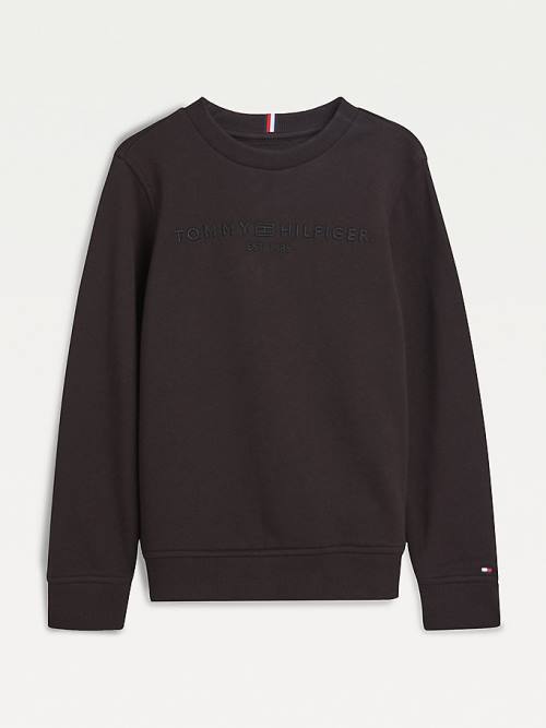 Tommy Hilfiger Organic Katoenen Tonal Logo Embroidery Sweatshirts Jongens Zwart | TH105MFA