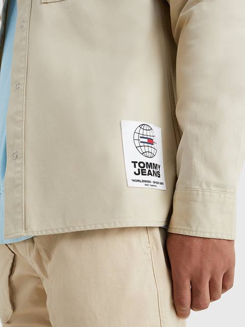 Tommy Hilfiger Organic Katoenen Twill Overshirt Overhemd Heren Beige | TH439ZGN