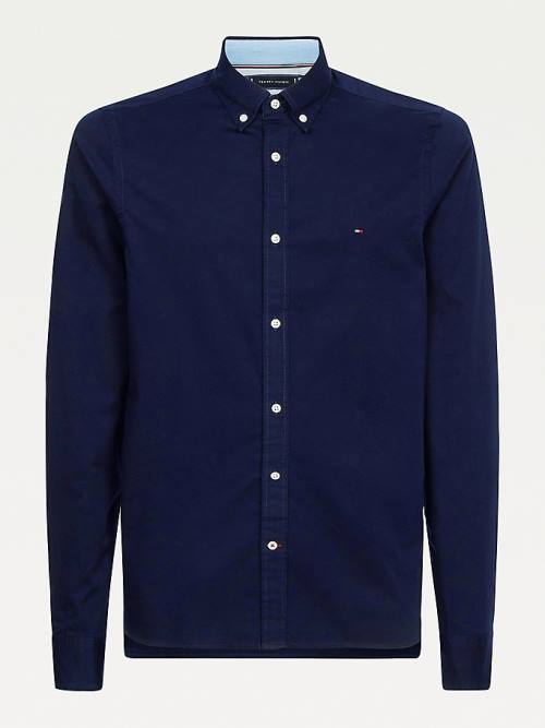 Tommy Hilfiger Organic Katoenen Twill Slim Fit Overhemd Heren Blauw | TH591IAG