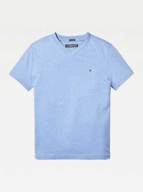 Tommy Hilfiger Organic Katoenen V-Neck T-shirts Meisjes Blauw | TH652KDF