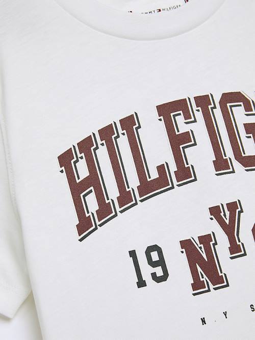 Tommy Hilfiger Organic Katoenen Varsity Print T-shirts Jongens Wit | TH382ITK