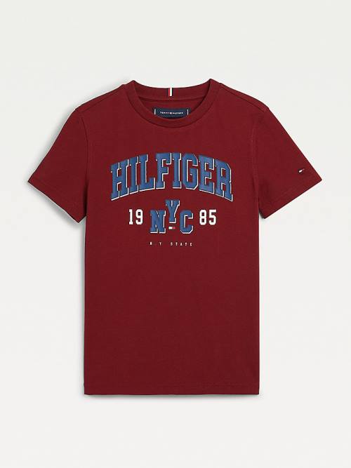 Tommy Hilfiger Organic Katoenen Varsity Print T-shirts Jongens Rood | TH948QHC