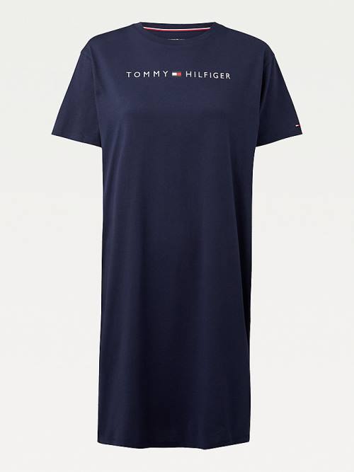 Tommy Hilfiger Original Half Sleeve Nightdress Pyjamas Dames Blauw | TH493XFI