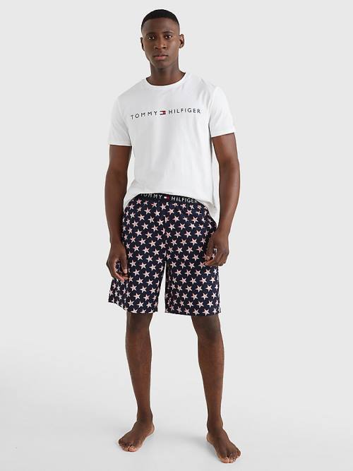 Tommy Hilfiger Original Kort Print Set Pyjamas Heren Wit | TH596GHJ