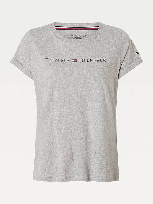 Tommy Hilfiger Original Logo Turn-Back Cuff T-shirts Dames Grijs | TH402ETD