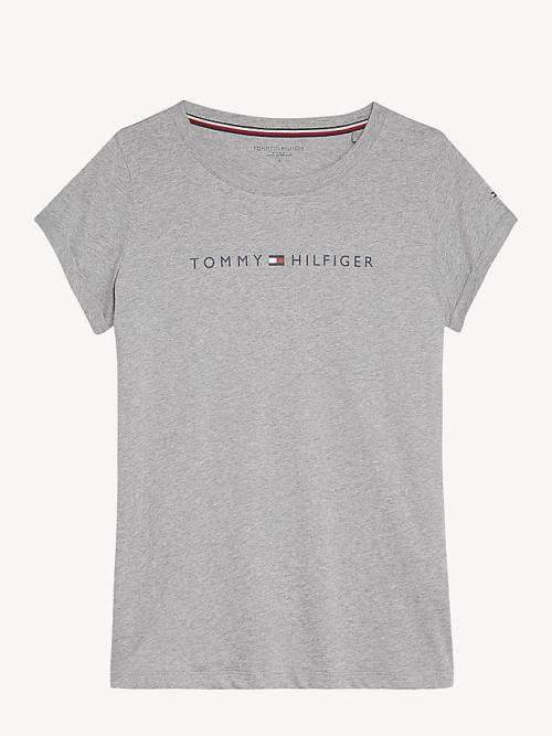 Tommy Hilfiger Original Logo Turn-Back Cuff T-shirts Dames Grijs | TH402ETD