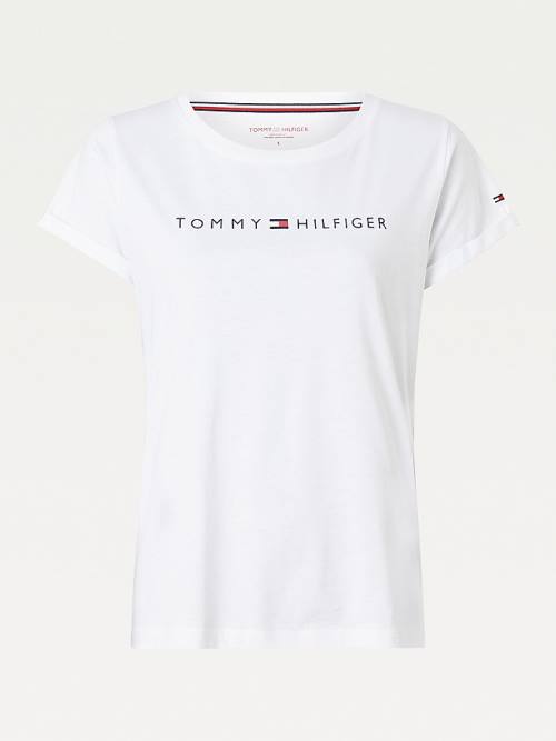 Tommy Hilfiger Original Logo Turn-Back Cuff T-shirts Dames Wit | TH985VJB