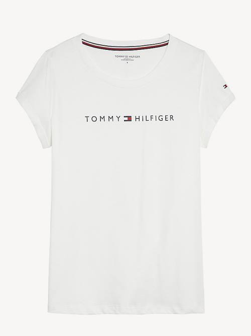 Tommy Hilfiger Original Logo Turn-Back Cuff T-shirts Dames Wit | TH985VJB