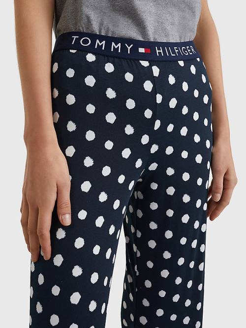 Tommy Hilfiger Original Logo Waistband Print Lounge Joggers Pyjamas Dames Blauw | TH790XJO