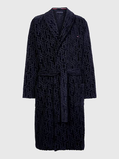 Tommy Hilfiger Original Towelling Monogram Bathrobe Pyjamas Heren Blauw | TH495SHA