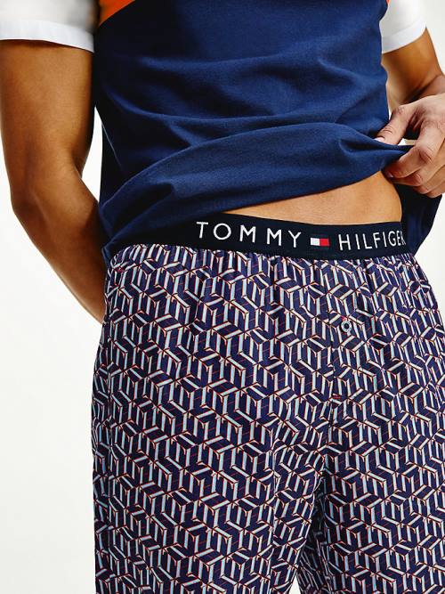 Tommy Hilfiger Original Woven Print Bottoms Pyjamas Heren Blauw | TH196EWL