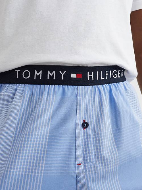 Tommy Hilfiger Original Woven Print Shorts Pyjamas Heren Blauw | TH725NPD