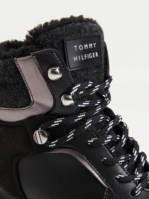 Tommy Hilfiger Outdoor Mixed Texture Laarzen Dames Zwart | TH572AJT