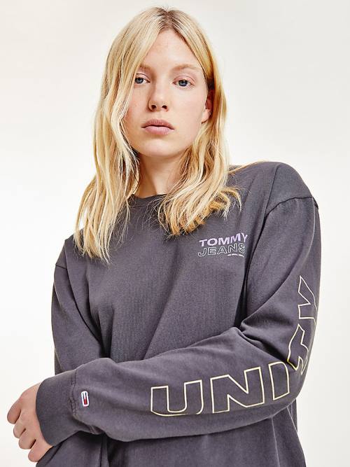 Tommy Hilfiger Oversized Fit Long Sleeve T-shirts Dames Zwart | TH017CDJ