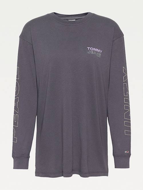 Tommy Hilfiger Oversized Fit Long Sleeve T-shirts Dames Zwart | TH017CDJ