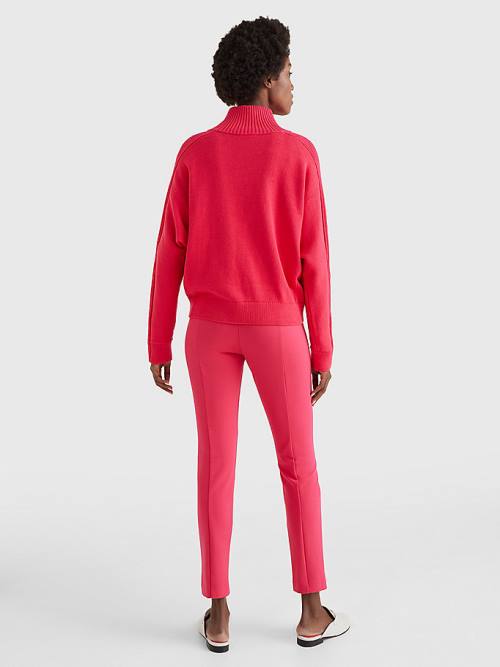 Tommy Hilfiger Oversized Half-Zip High Neck Jumper Truien Dames Roze | TH748FOW