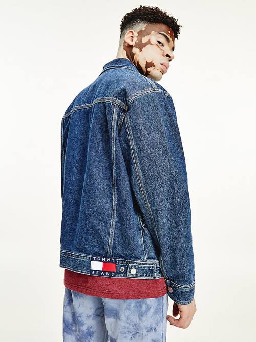 Tommy Hilfiger Oversized Hemp Trucker Jassen Heren Denim | TH801KNO