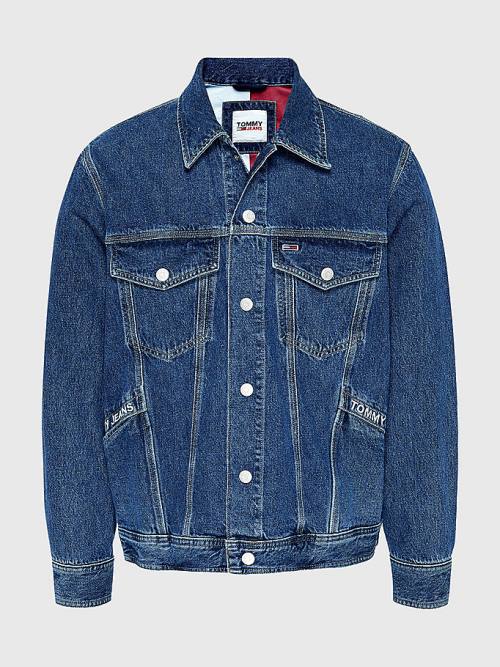 Tommy Hilfiger Oversized Hemp Trucker Jassen Heren Denim | TH801KNO