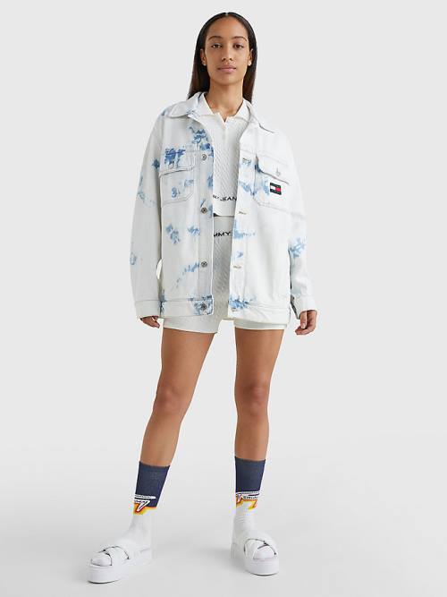 Tommy Hilfiger Oversized Marbled Denim Utility Jassen Dames Denim | TH056FYC