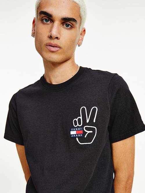 Tommy Hilfiger Peace Badge T-shirts Heren Zwart | TH247LDE