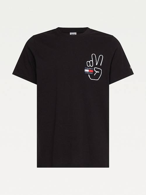 Tommy Hilfiger Peace Badge T-shirts Heren Zwart | TH247LDE