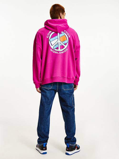 Tommy Hilfiger Peace Logo Hoodie Heren Paars | TH208KXW