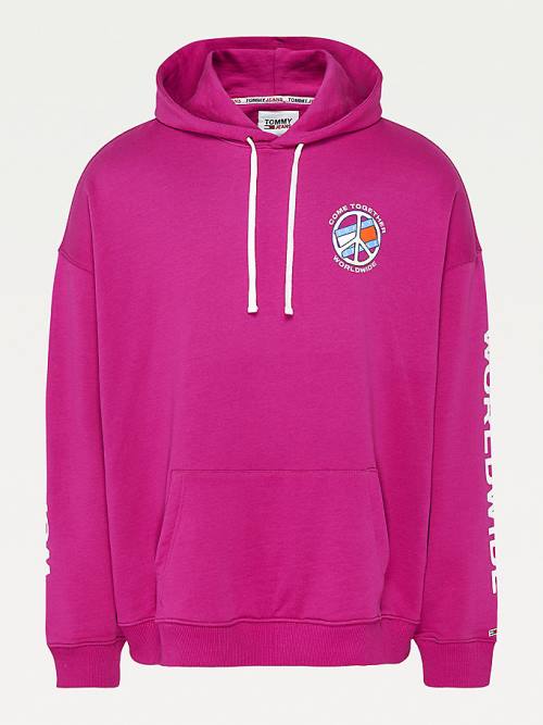 Tommy Hilfiger Peace Logo Hoodie Heren Paars | TH208KXW