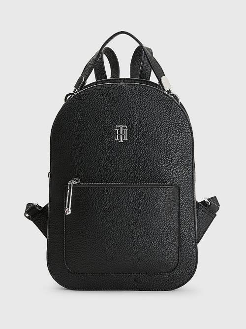 Tommy Hilfiger Pebble Grain Backpack Tassen Dames Zwart | TH916PXO