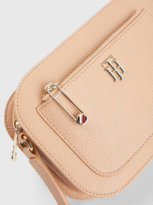 Tommy Hilfiger Pebble Grain Camera Tassen Dames Beige | TH753FRW