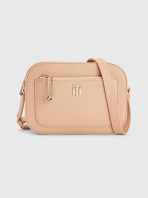 Tommy Hilfiger Pebble Grain Camera Tassen Dames Beige | TH753FRW