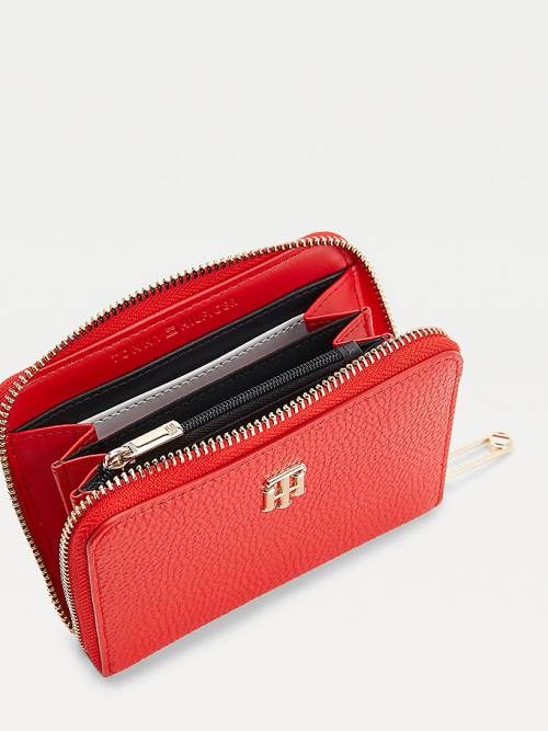 Tommy Hilfiger Pebble Grain Medium Zip-Around Portefeuille Dames Rood | TH470WCJ