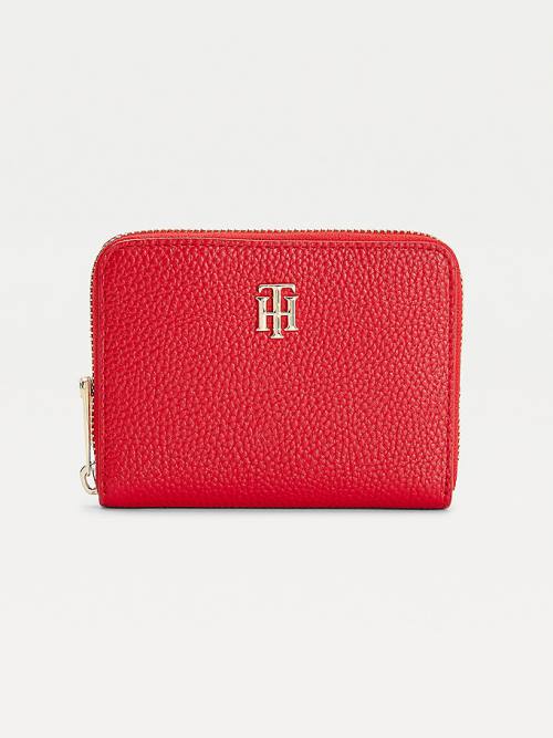 Tommy Hilfiger Pebble Grain Medium Zip-Around Portefeuille Dames Rood | TH470WCJ