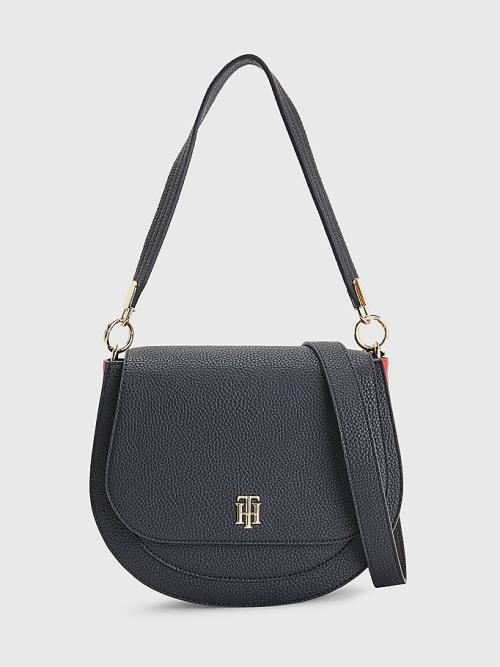 Tommy Hilfiger Pebble Grain Saddle Tassen Dames Blauw | TH129MKI