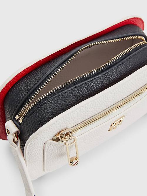 Tommy Hilfiger Pebble Grain Signature Camera Tassen Dames Wit | TH157SBQ