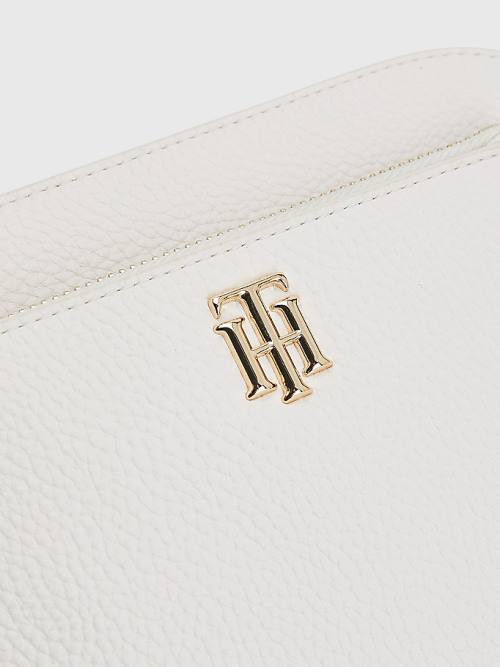 Tommy Hilfiger Pebble Grain Signature Camera Tassen Dames Wit | TH157SBQ