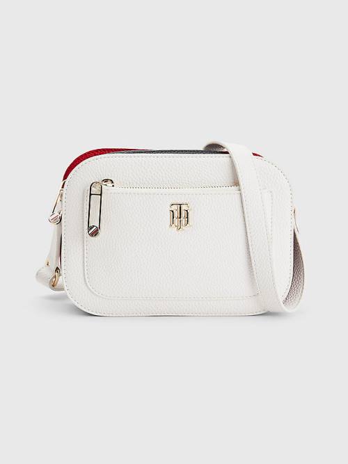 Tommy Hilfiger Pebble Grain Signature Camera Tassen Dames Wit | TH157SBQ