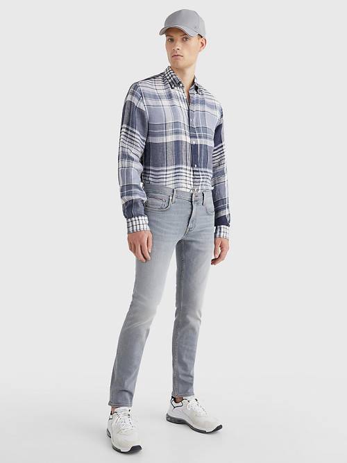 Tommy Hilfiger Pigment Dyed Check Linen Overhemd Heren Blauw | TH025CBV