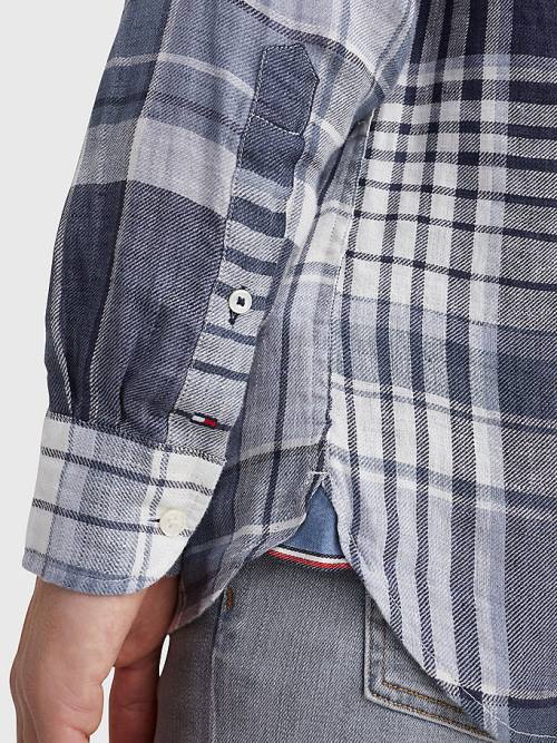 Tommy Hilfiger Pigment Dyed Check Linen Overhemd Heren Blauw | TH025CBV