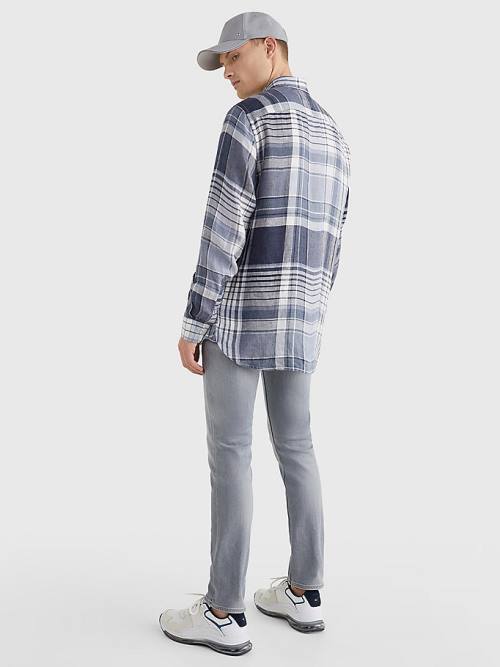 Tommy Hilfiger Pigment Dyed Check Linen Overhemd Heren Blauw | TH025CBV