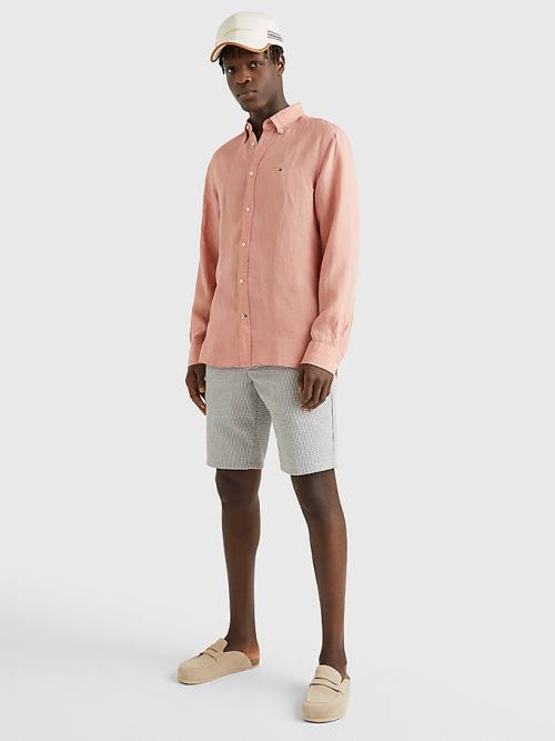 Tommy Hilfiger Pigment Dyed Regular Fit Linen Overhemd Heren Oranje | TH215WAB