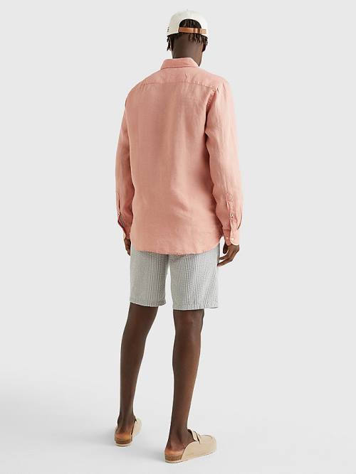 Tommy Hilfiger Pigment Dyed Regular Fit Linen Overhemd Heren Oranje | TH215WAB