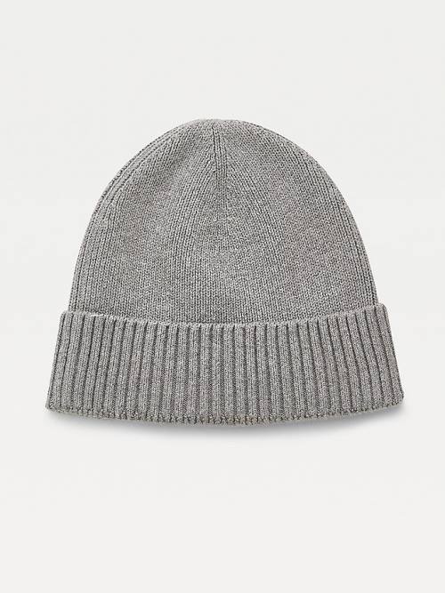 Tommy Hilfiger Pima Katoenen Cashmere Cuffed Beanie Hoeden Heren Grijs | TH324YNS