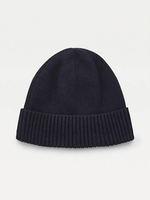 Tommy Hilfiger Pima Katoenen Cashmere Cuffed Beanie Hoeden Heren Blauw | TH359NXY