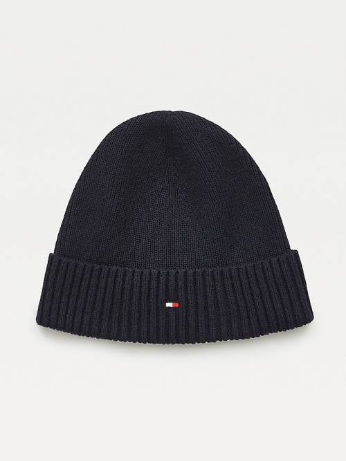 Tommy Hilfiger Pima Katoenen Cashmere Cuffed Beanie Hoeden Heren Blauw | TH359NXY