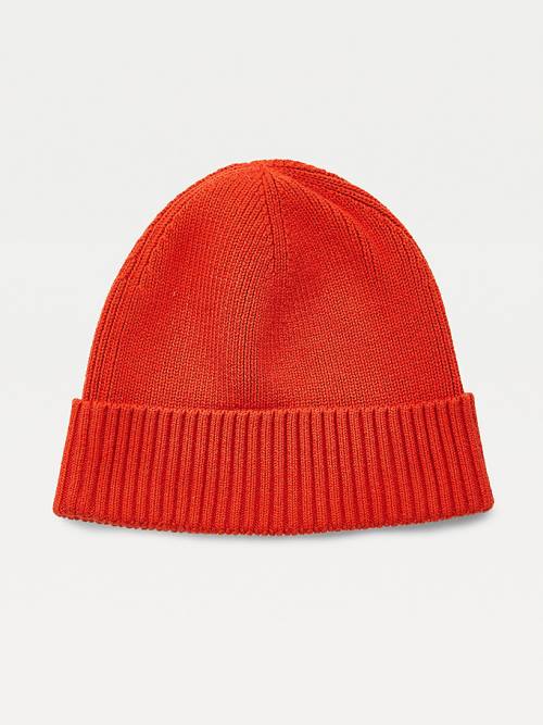 Tommy Hilfiger Pima Katoenen Cashmere Cuffed Beanie Hoeden Heren Oranje | TH378HUP